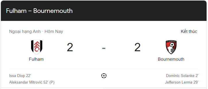 Link xem trực tiếp Fulham vs Bournemouth (21h00 ngày 15/10) vòng 11 Ngoại hạng Anh