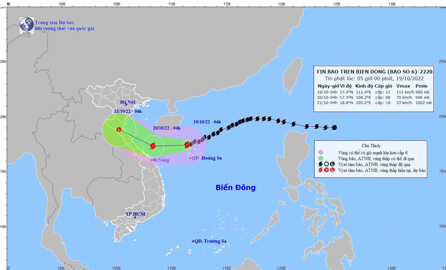 Dự báo thời tiết: Gió vùng gần tâm bão số 6 giật cấp 13; không khí tăng, Bắc Bộ và Thanh Hóa chuyển rét