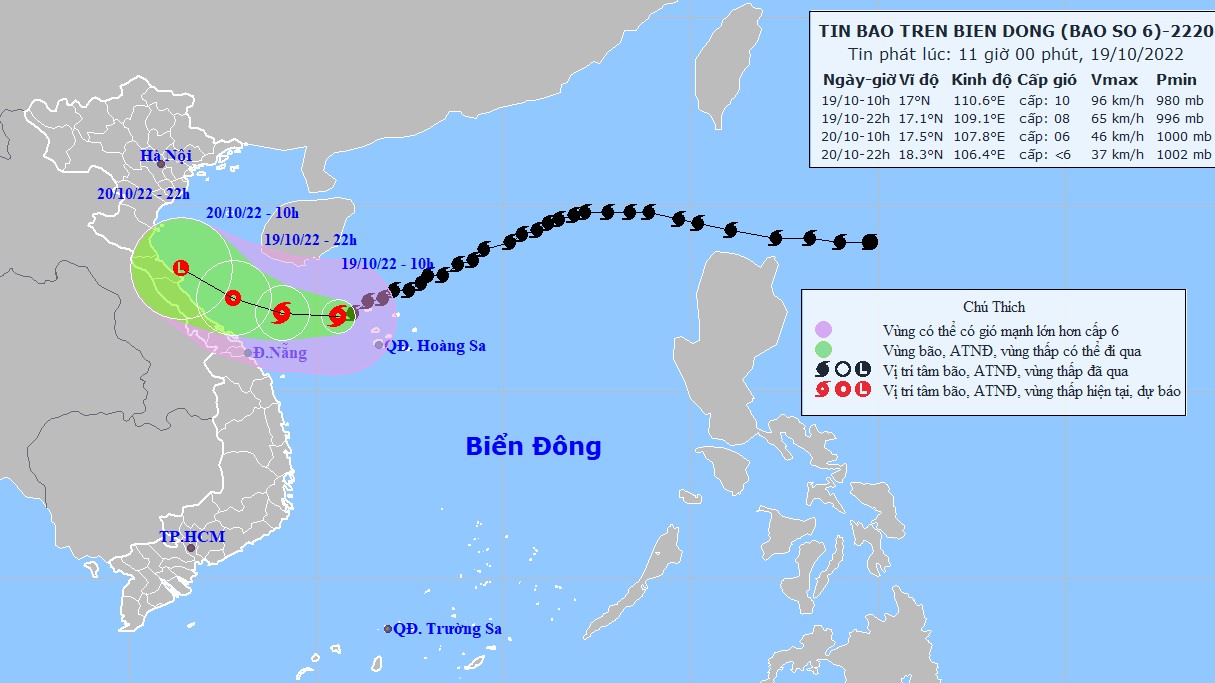Dự báo: Bão số 6 sẽ suy yếu thánh áp thấp nhiệt đới; Nam Đồng bằng Bắc Bộ, Thanh Hóa và Nghệ An mưa to
