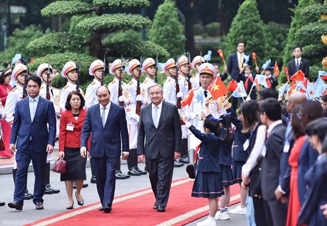 Welcoming ceremony for UN Secretary General António Guterres to visit Vietnam