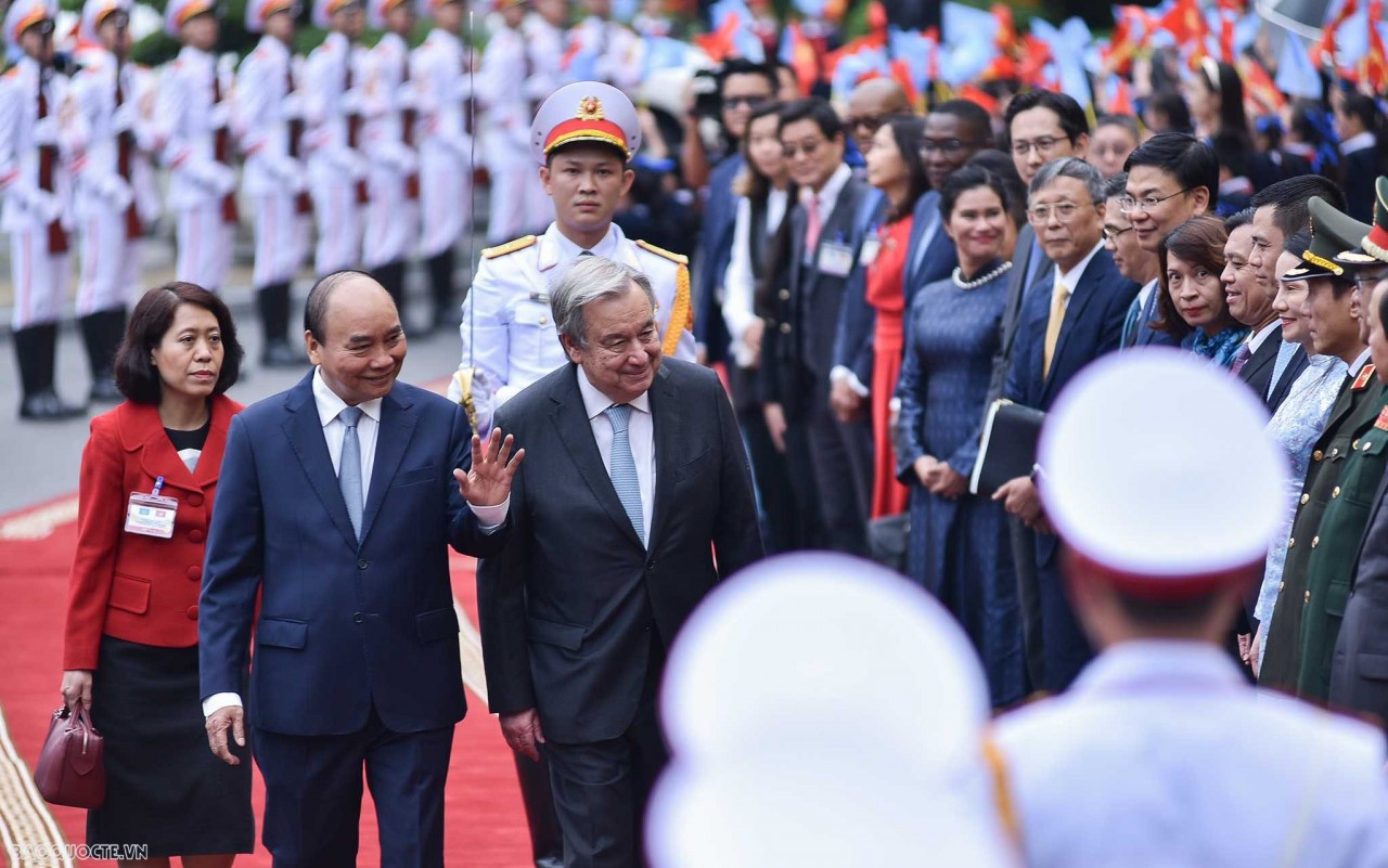 Welcoming ceremony for UN Secretary General António Guterres to visit Vietnam