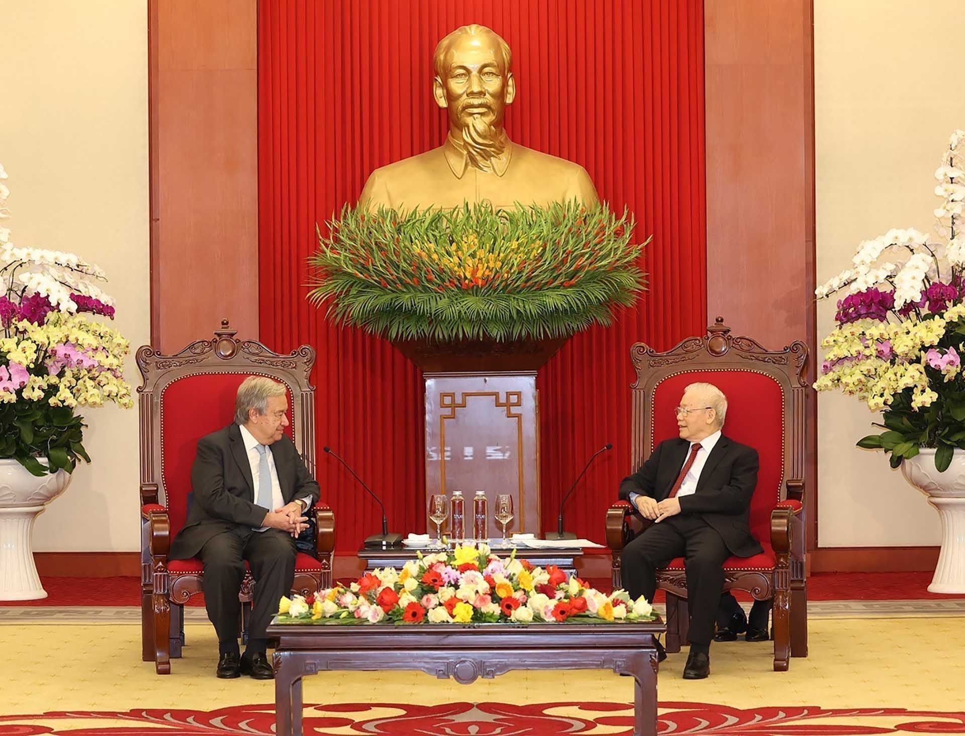 Tổng Bí thư Nguyễn Phú Trọng tiếp Tổng thư ký Liên hợp quốc António Guterres