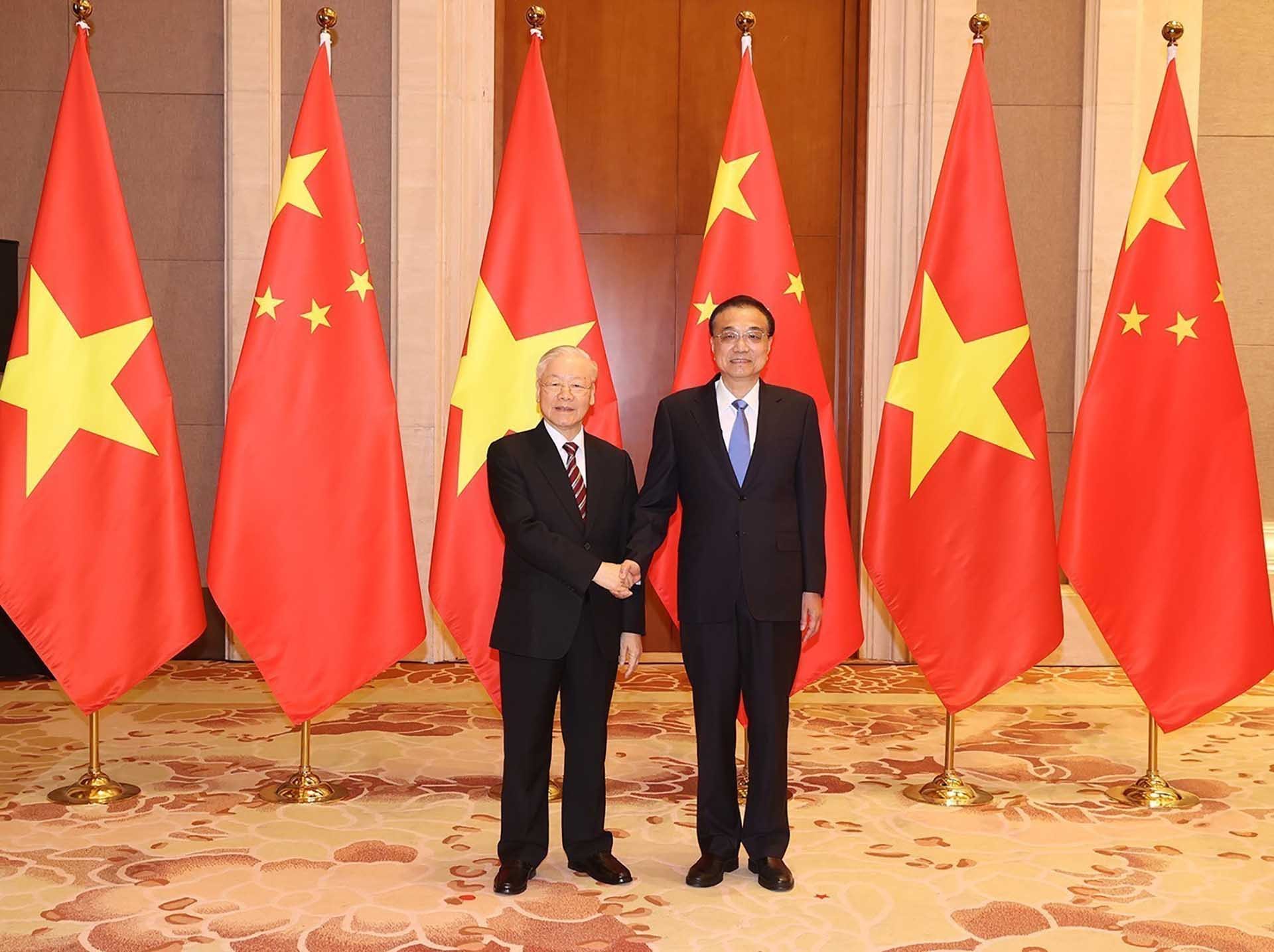 Tổng Bí thư Nguyễn Phú Trọng hội kiến Thủ tướng Trung Quốc Lý Khắc Cường. (Nguồn: TTXVN)