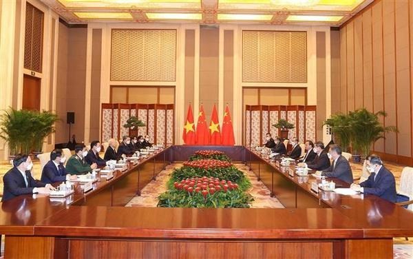 General Secretary Nguyen Phu Trong has a meeting with Chinese Premier Li Keqiang