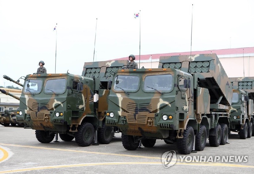 Hàn Quốc, Ba Lan ký hợp đồng cung cấp vũ khí trị giá 3,5 tỷ USD là hợp đồng lớn nhất từ trước đến nay. Trên đây là Hệ thống pháo phản lực phóng loạt Chunmoo. (Nguồn: Yonhap News)