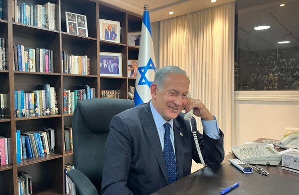 Ông Benjamin Netanyahu trong cuộc điện đàm với Tổng thống Mỹ Joe Biden ngày 7/11. (Nguồn: Phát ngôn viên đảng Likud)
