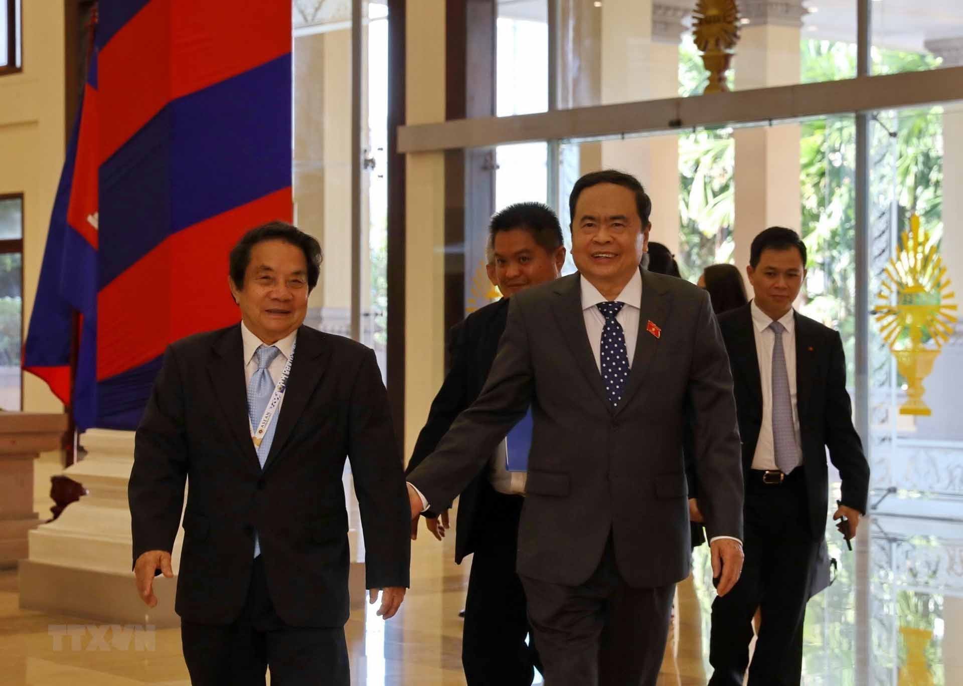 Phó Chủ tịch Thường trực Quốc Hội Trần Thanh Mẫn tại trụ sở Quốc hội Campuchia. (Nguồn: TTXVN)