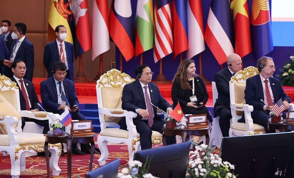 Thủ tướng Phạm Minh Chính tại Đối thoại toàn cầu ASEAN lần thứ hai. (Nguồn: TTXVN)