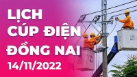 Lịch cúp điện hôm nay tại Đồng Nai ngày 14/11/2022