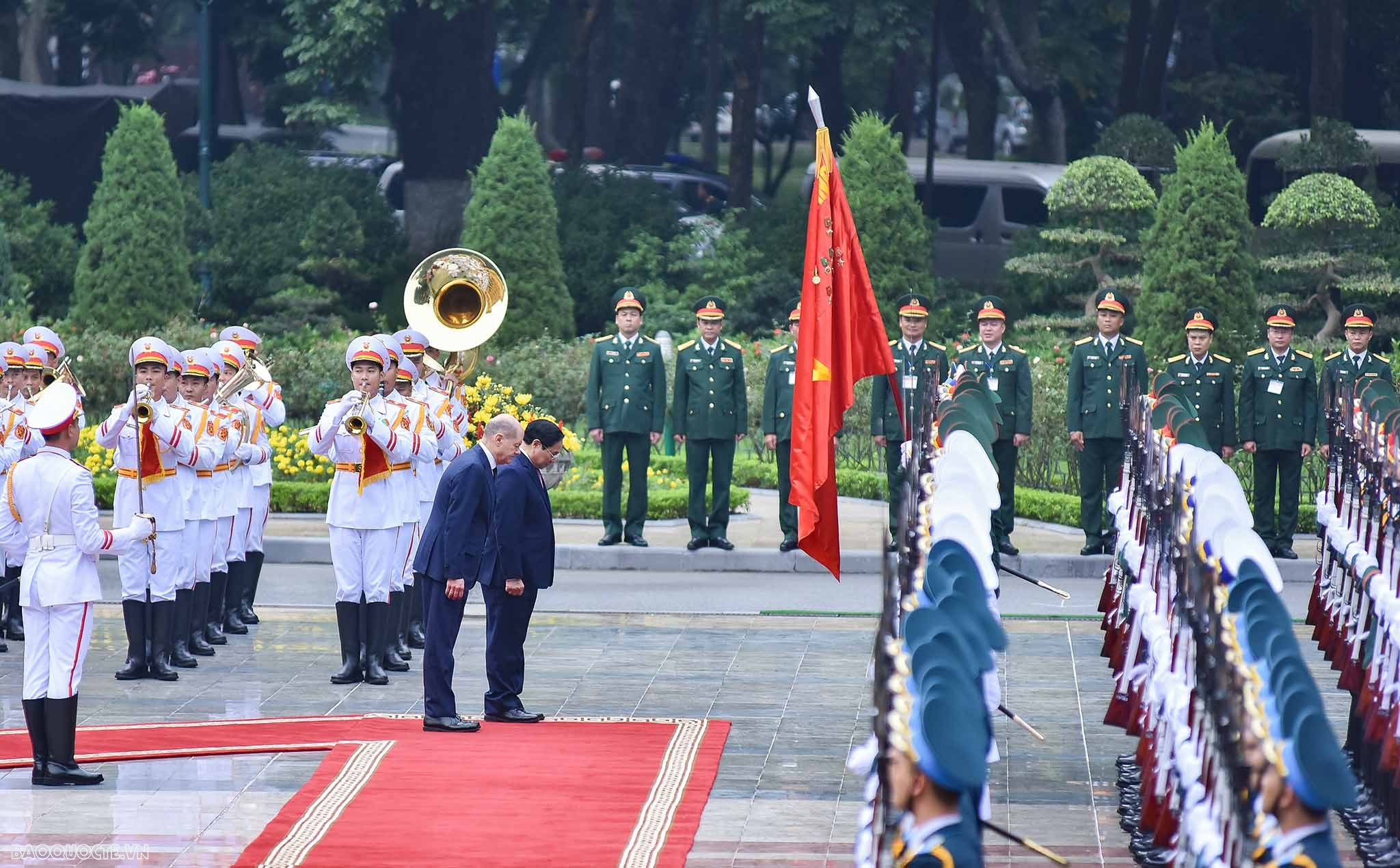 Lẽ đón chính thức Thủ tướng Đức Olaf Scholz tại Phủ Chủ tịch