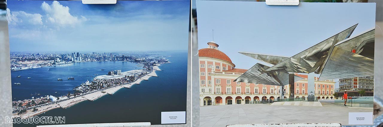 Ngày 15/11/2022, Thứ trưởng Ngoại giao Phạm Quang Hiệu cắt băng khai mạc triển lãm ảnh về Angola. (Ảnh: Anh Sơn)