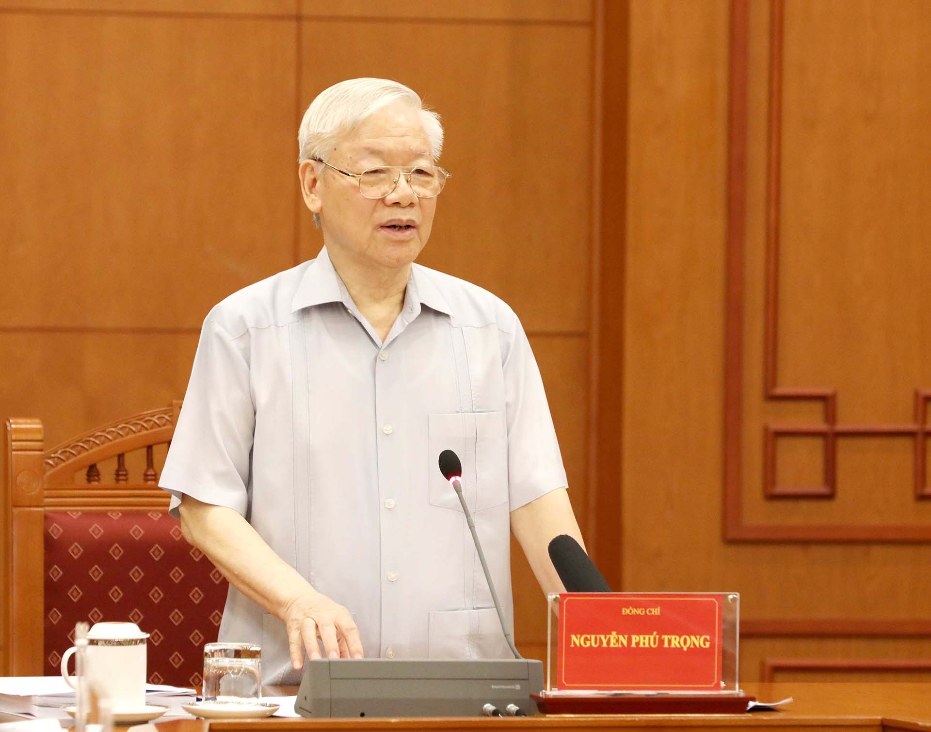 Tổng Bí thư Nguyễn Phú Trọng phát biểu chỉ đạo cuộc họp. (Nguồn: TTXVN)