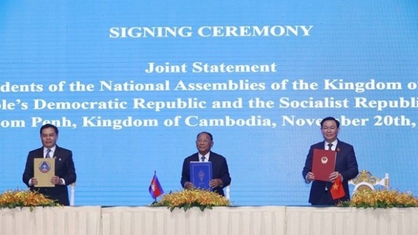 National Assemblies of Vietnam, Laos, Cambodia sign joint statement on summit mechanism