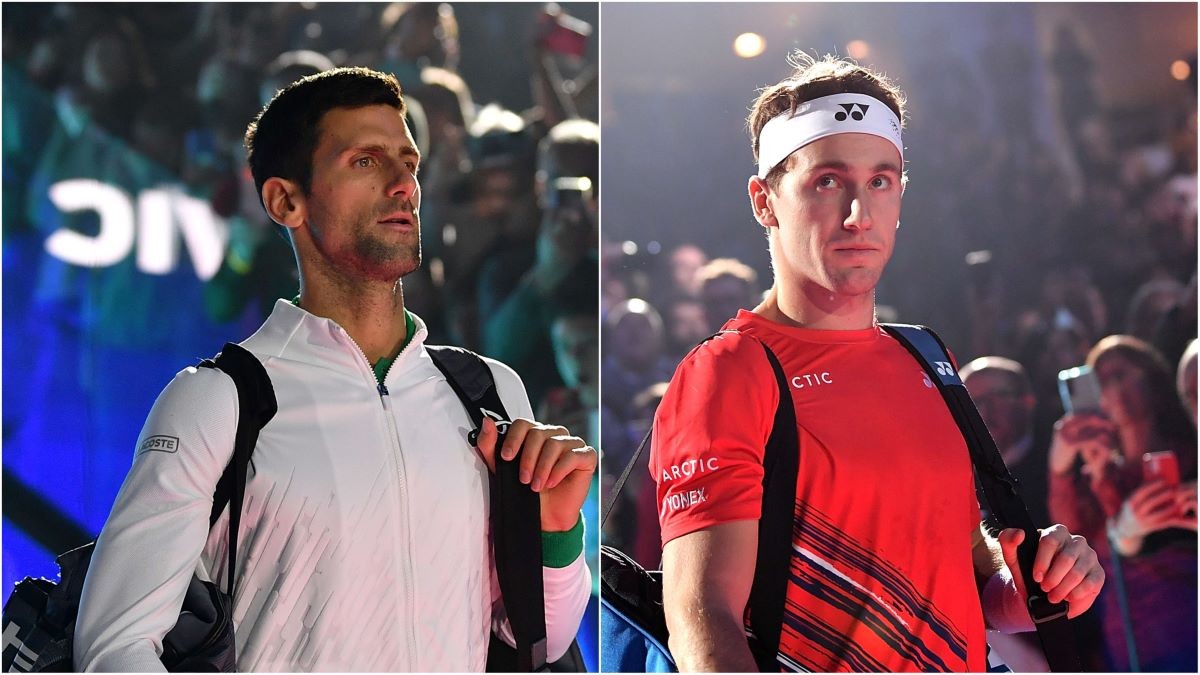 Cựu số 1 thế giới Novak Djokovic và sao trẻ đang thăng hoa Casper Ruud. (Nguồn: Getty Images)