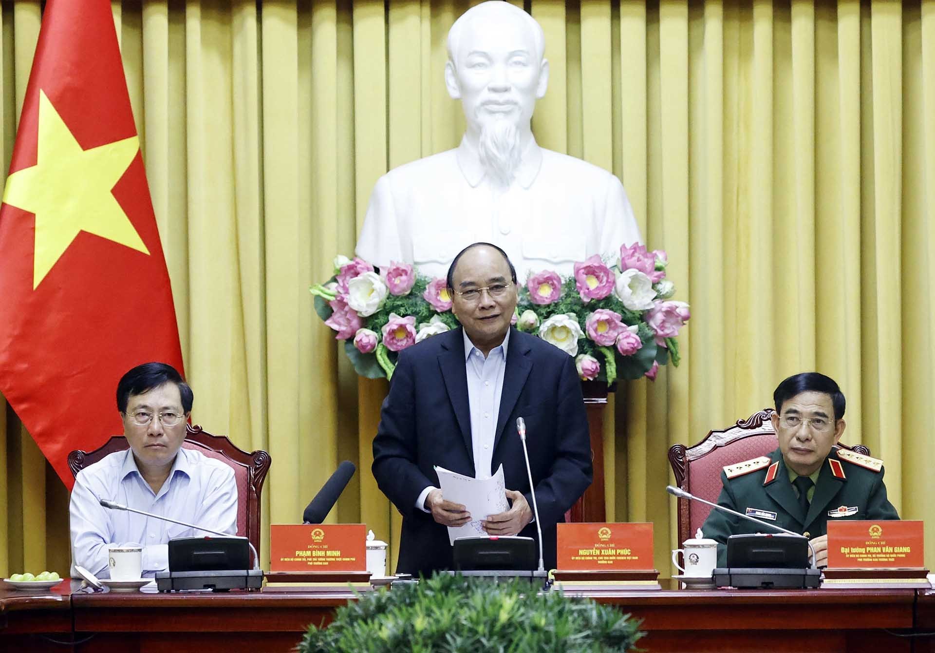 Chủ tịch nước Nguyễn Xuân Phúc phát biểu kết luận phiên họp. (Nguồn: TTXVN)