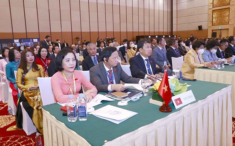 Đoàn đại biểu Quốc hội Việt Nam dự phiên họp. (Nguồn: TTXVN)