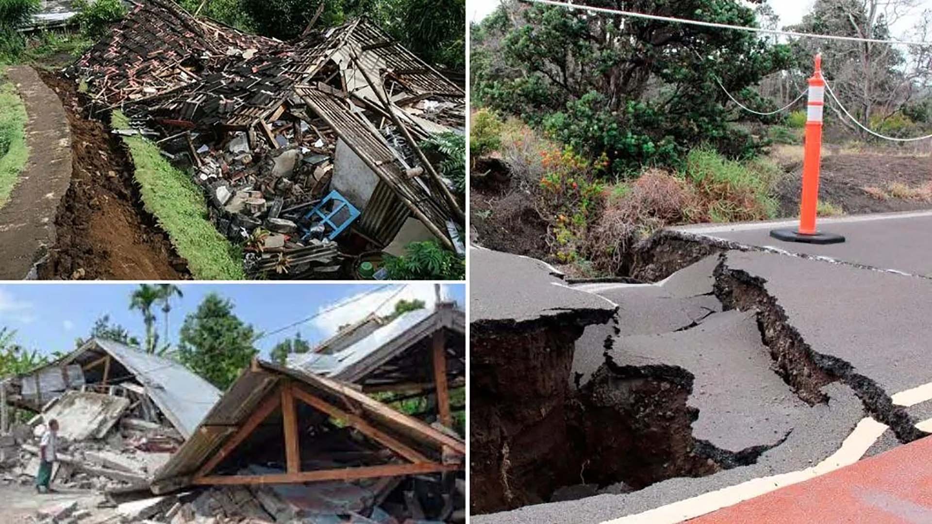 Khung cảnh nhà cửa, đường xá đổ nát tại Cianjur. (Nguồn: Twitter)