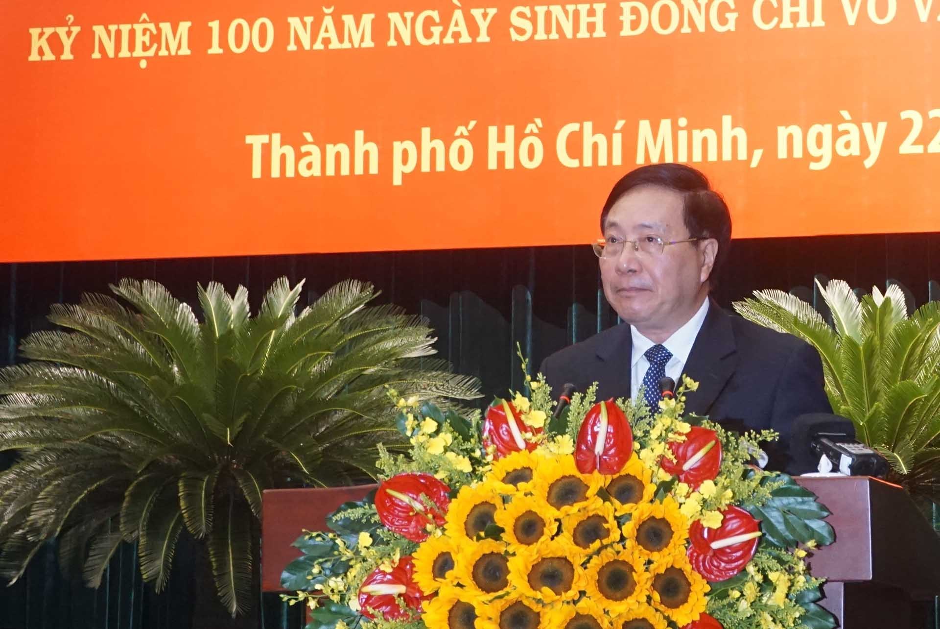 Đồng chí Phạm Bình Minh, Ủy viên Bộ Chính trị, Phó Thủ tướng Thường trực Chính phủ, phát biểu tại Hội thảo. (Nguồn: TTXVN)