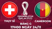 Link xem trực tiếp Thụy Sĩ vs Cameroon (17h00 ngày 24/11) bảng G World Cup 2022 - trực tiếp VTV5
