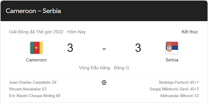 Link xem trực tiếp Cameroon vs Serbia (17h00 ngày 28/11) bảng G World Cup 2022 - trực tiếp VTV5