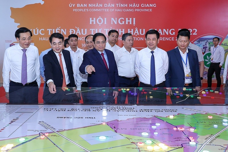Thủ tướng Chính phủ Phạm Minh Chính tham dự Hội nghị xúc tiến đầu tư tỉnh Hậu Giang vào tháng 7/2022.