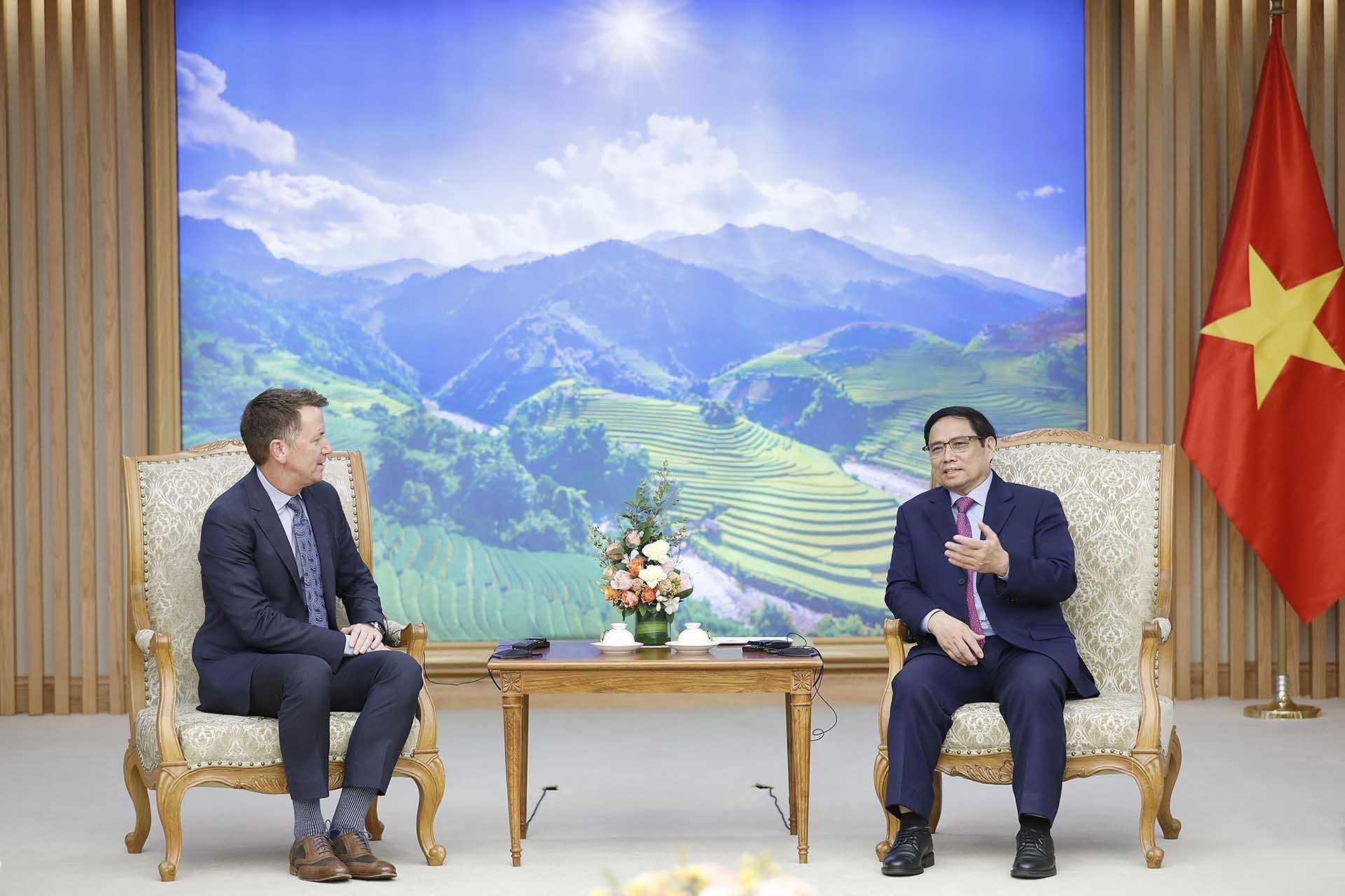 Thủ tướng Phạm Minh Chính tiếp ông Andy Campion, Giám đốc điều hành Tập đoàn Nike. (Nguồn: TTXVN)