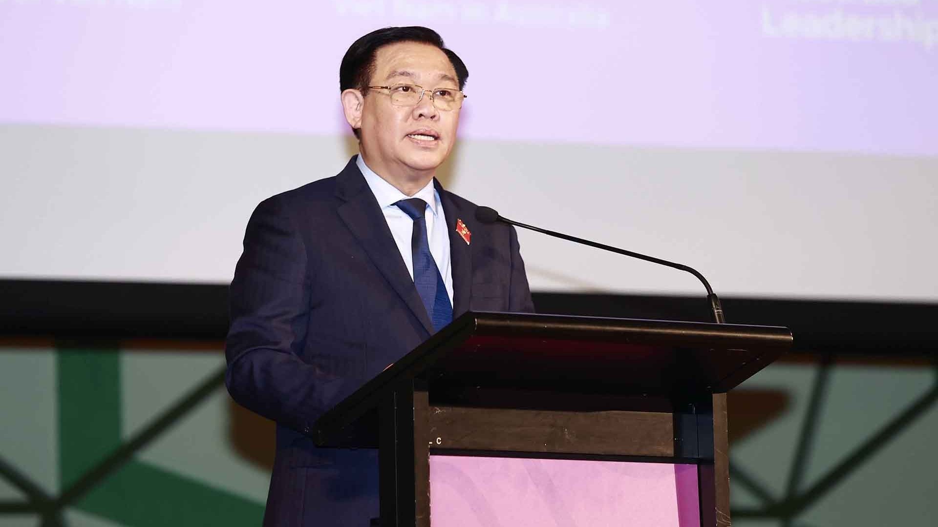 Chủ tịch Quốc hội Vương Đình Huệ phát biểu tại Viện chính sách Australia-Việt Nam