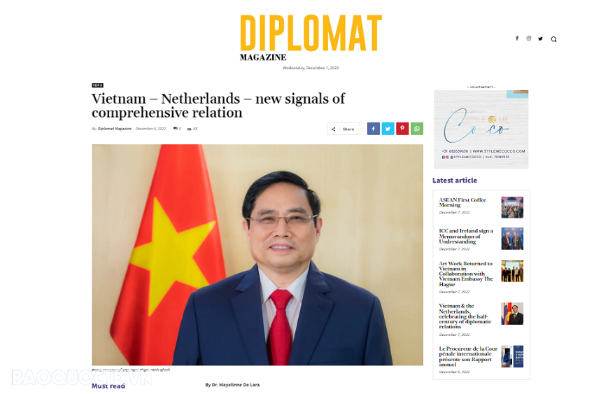 Truyền thông Hà Lan đặt nhiều kỳ vọng vào chuyến thăm của Thủ tướng Phạm Minh Chính