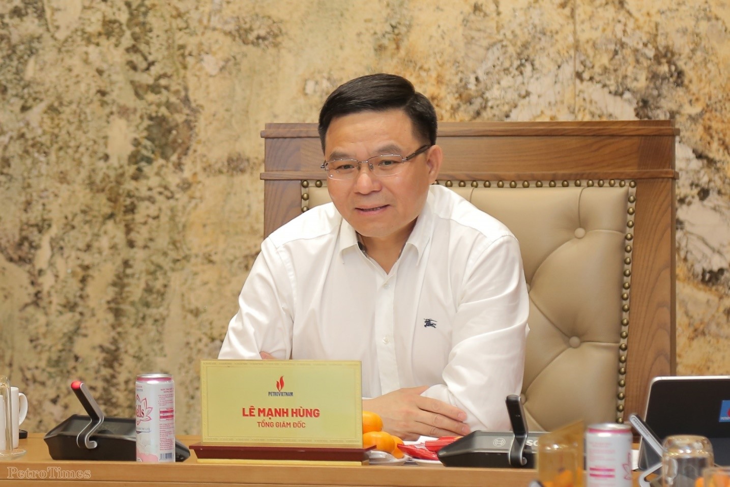 Tổng Giám đốc Petrovietnam Lê Mạnh Hùng phát biểu tại cuộc họp. (Nguồn: Petro Times)