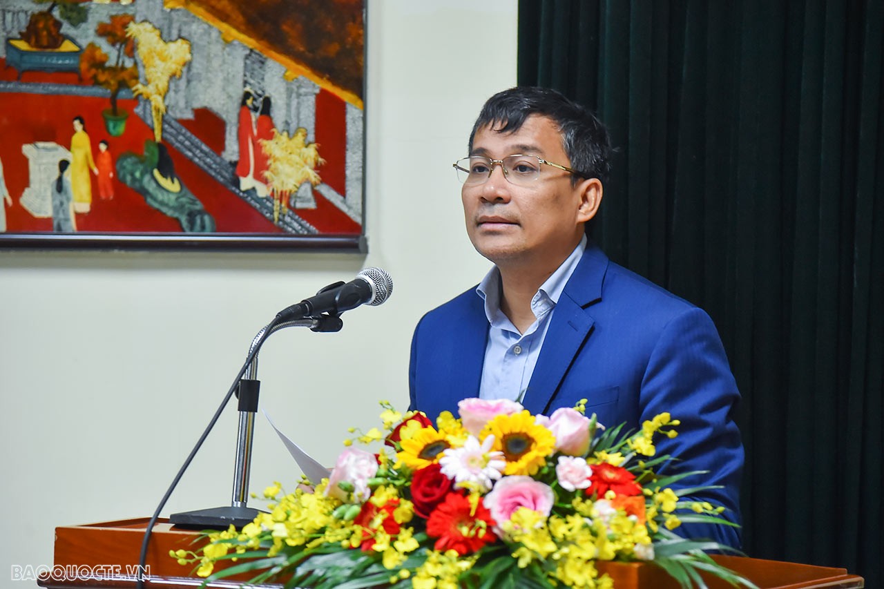 Thứ trưởng Thường trực Bộ Ngoại giao Nguyễn Minh Vũ phát biểu khai giảng chương trình bồi dưỡng cao cấp dành cho thủ trưởng, lãnh đạo các đơn vị và trưởng cơ quan đại diện năm 2022.