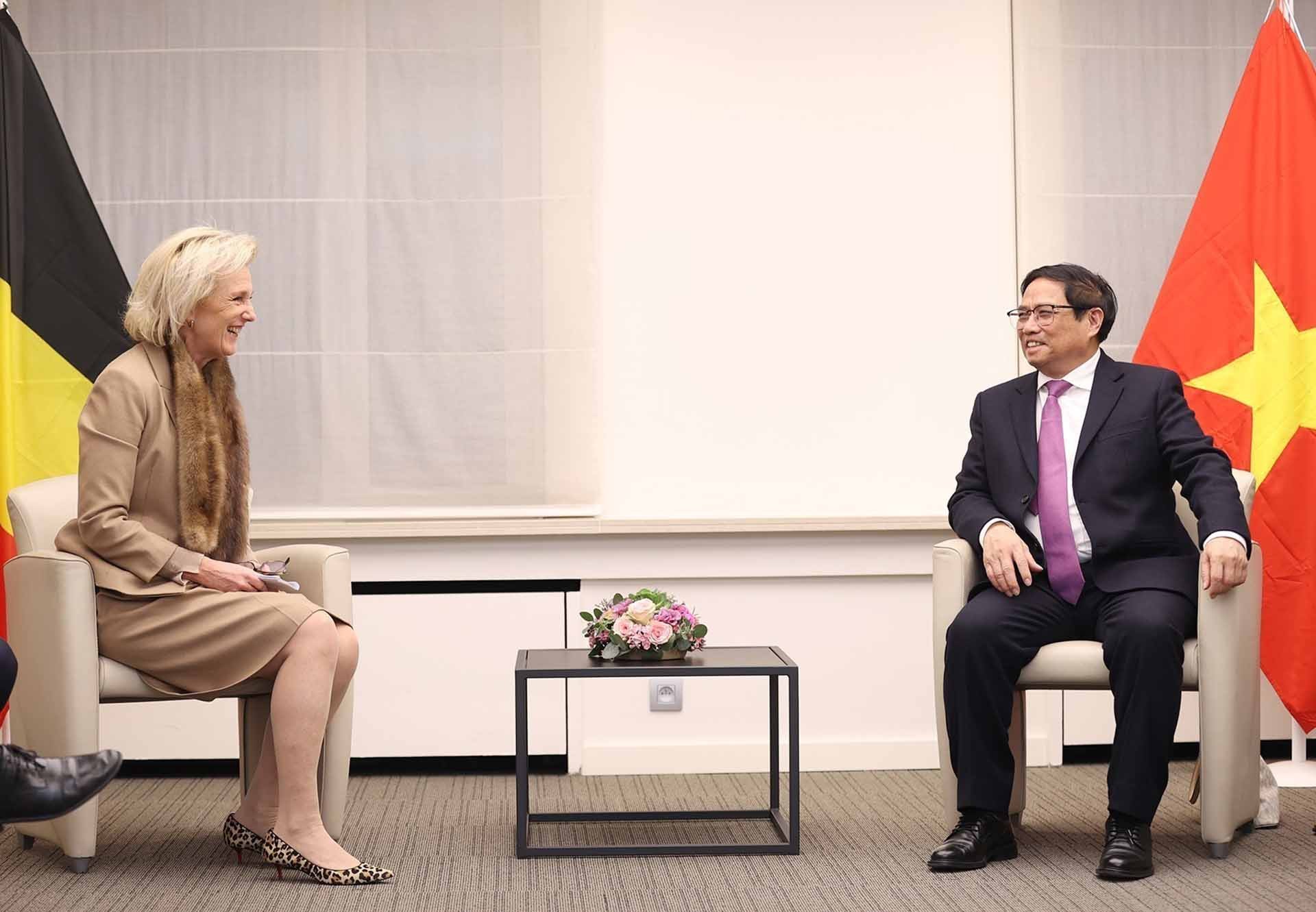 Thủ tướng Phạm Minh Chính gặp Công chúa Vương quốc Bỉ Astrid. (Nguồn: TTXVN)