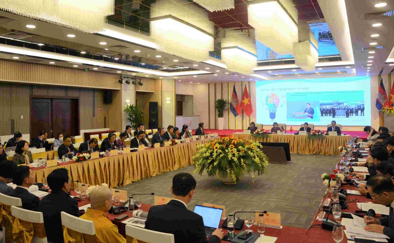 Toàn cảnh·Hội thảo trao đổi kinh nghiệm giữa Quốc hội Việt Nam và Nghị viện Campuchia. (Nguồn: TTXVN)