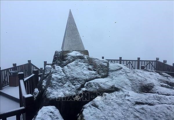 Snow covers top of Mount Fansipan