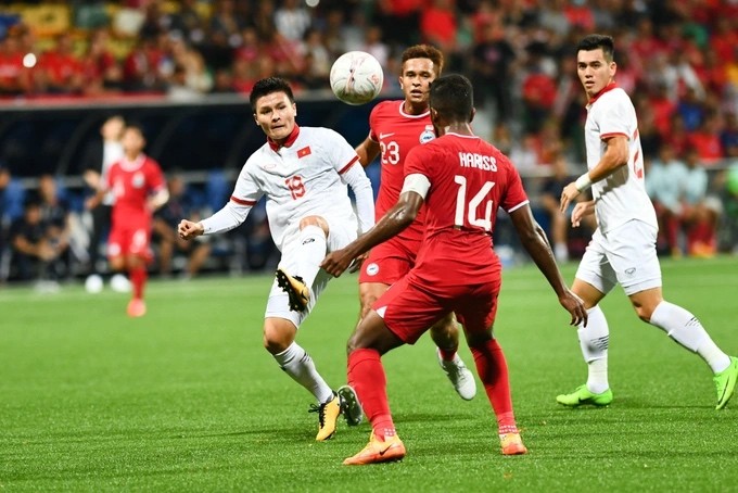 Đội tuyển Việt Nam không thể ghi bàn vào lưới Singapore (ảnh: Giang Lập).