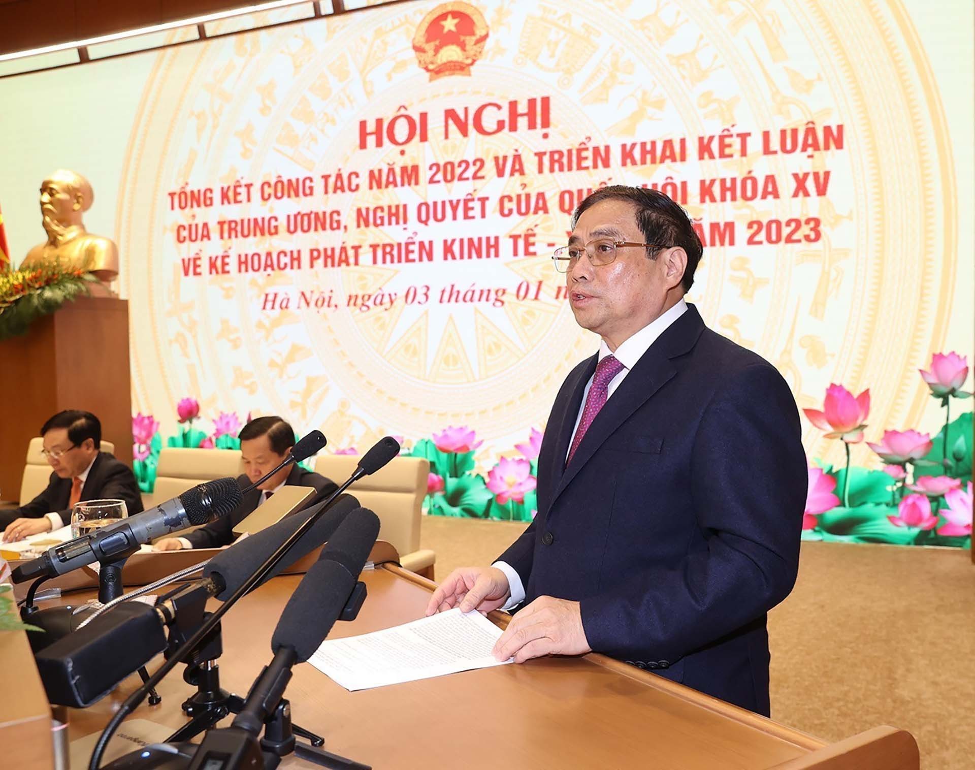 Thủ tướng Chính phủ Phạm Minh Chính phát biểu khai mạc hội nghị. (Nguồn: TTXVN)