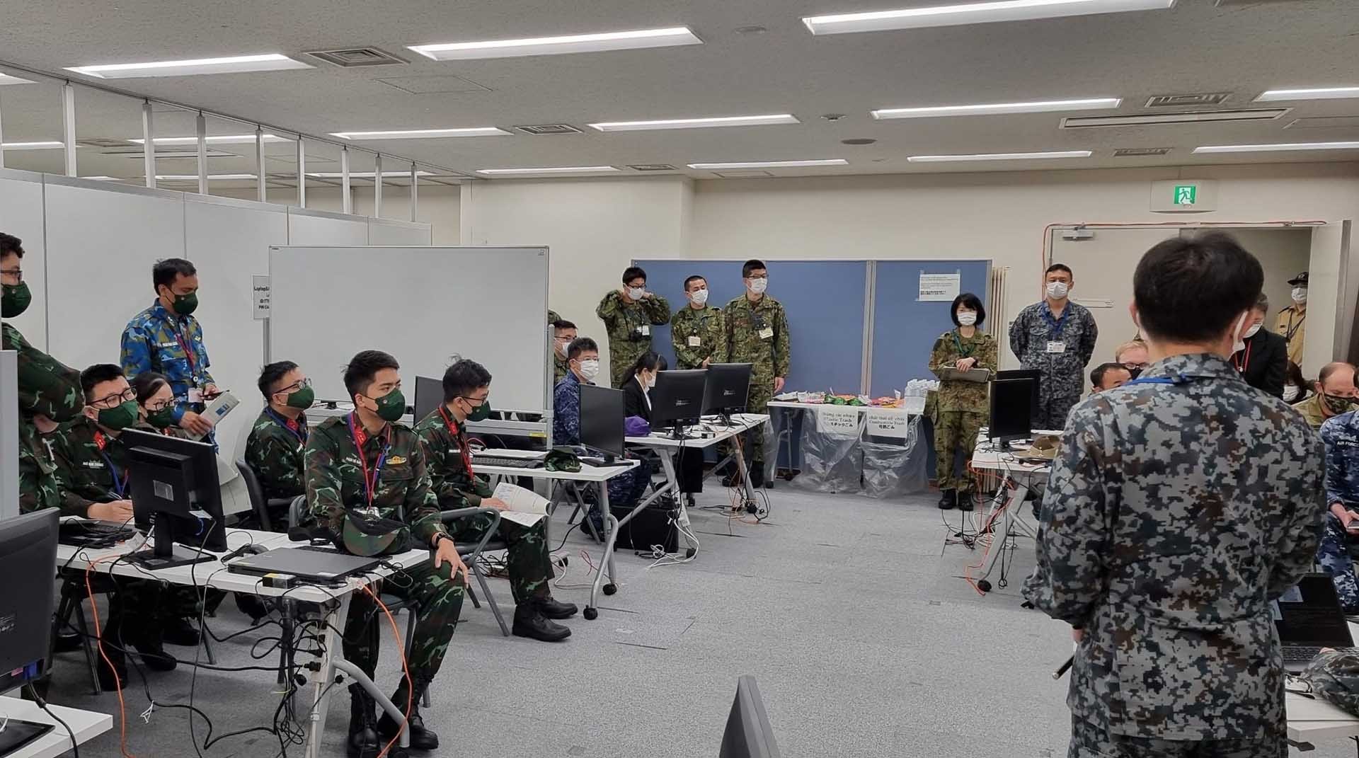 Diễn tập phản ứng không gian mạng giữa Bộ Quốc phòng Việt Nam và Nhật Bản, quan sát viên Australia, tháng 12/2022. (Ảnh: TGCC)