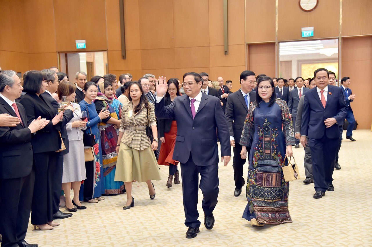 Thủ tướng Phạm Minh Chính và Phu nhân chiêu đãi Đoàn Ngoại giao nhân dịp Tết cổ truyền Quý Mão 2023