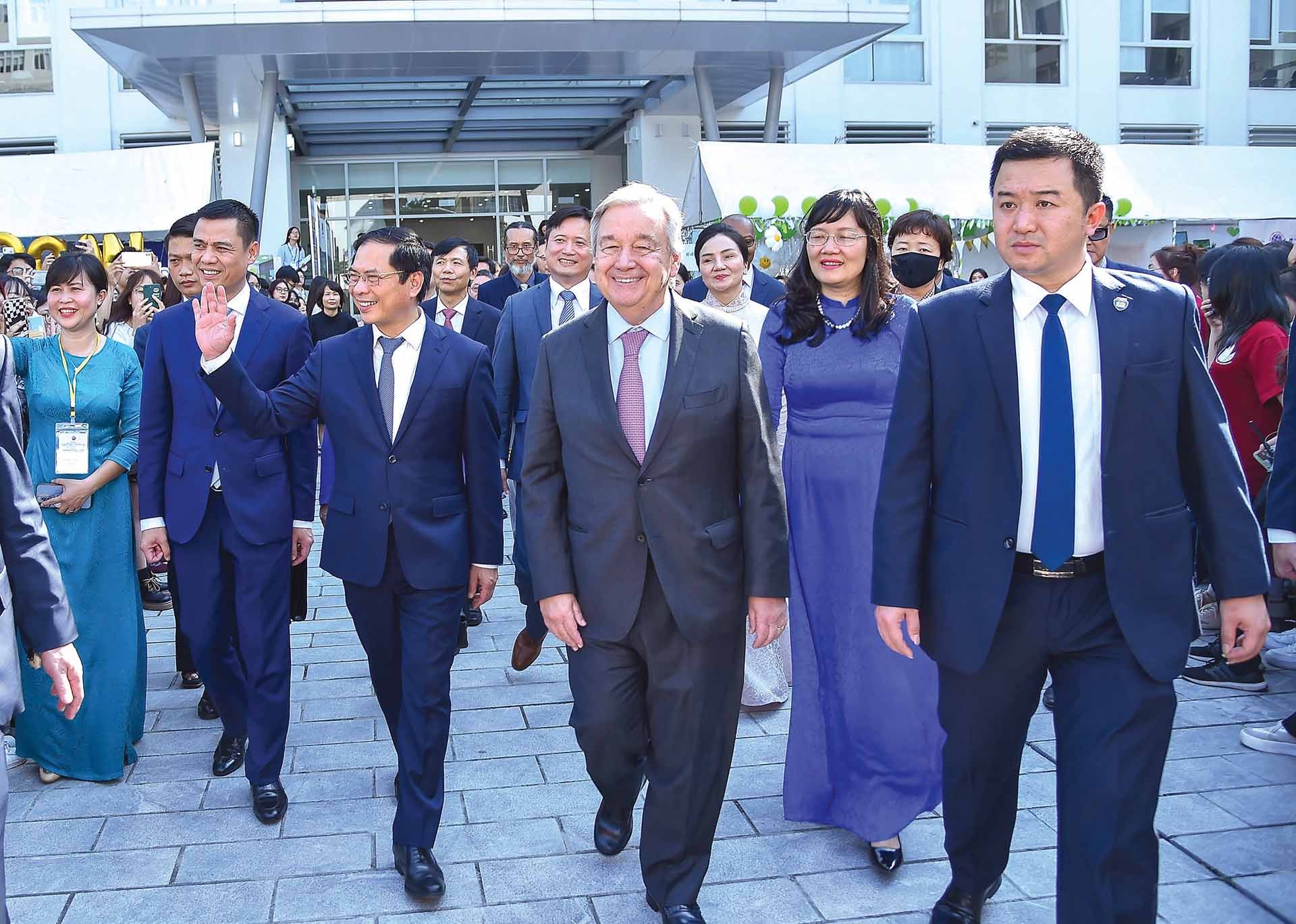 Tổng thư ký Liên hợp quốc António Guterres thăm Học viện Ngoại giao, Hà Nội, ngày 22/10/2022. (Ảnh: Tuấn Anh)