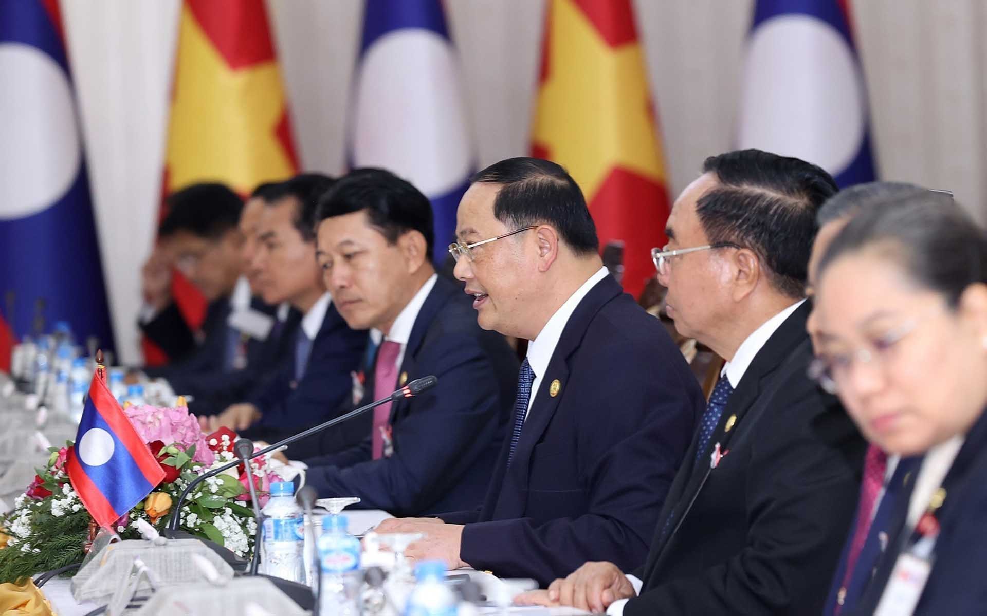 Thủ tướng Lào Sonexay Siphandone phát biểu tại buổi hội đàm. (Nguồn: TTXVN)