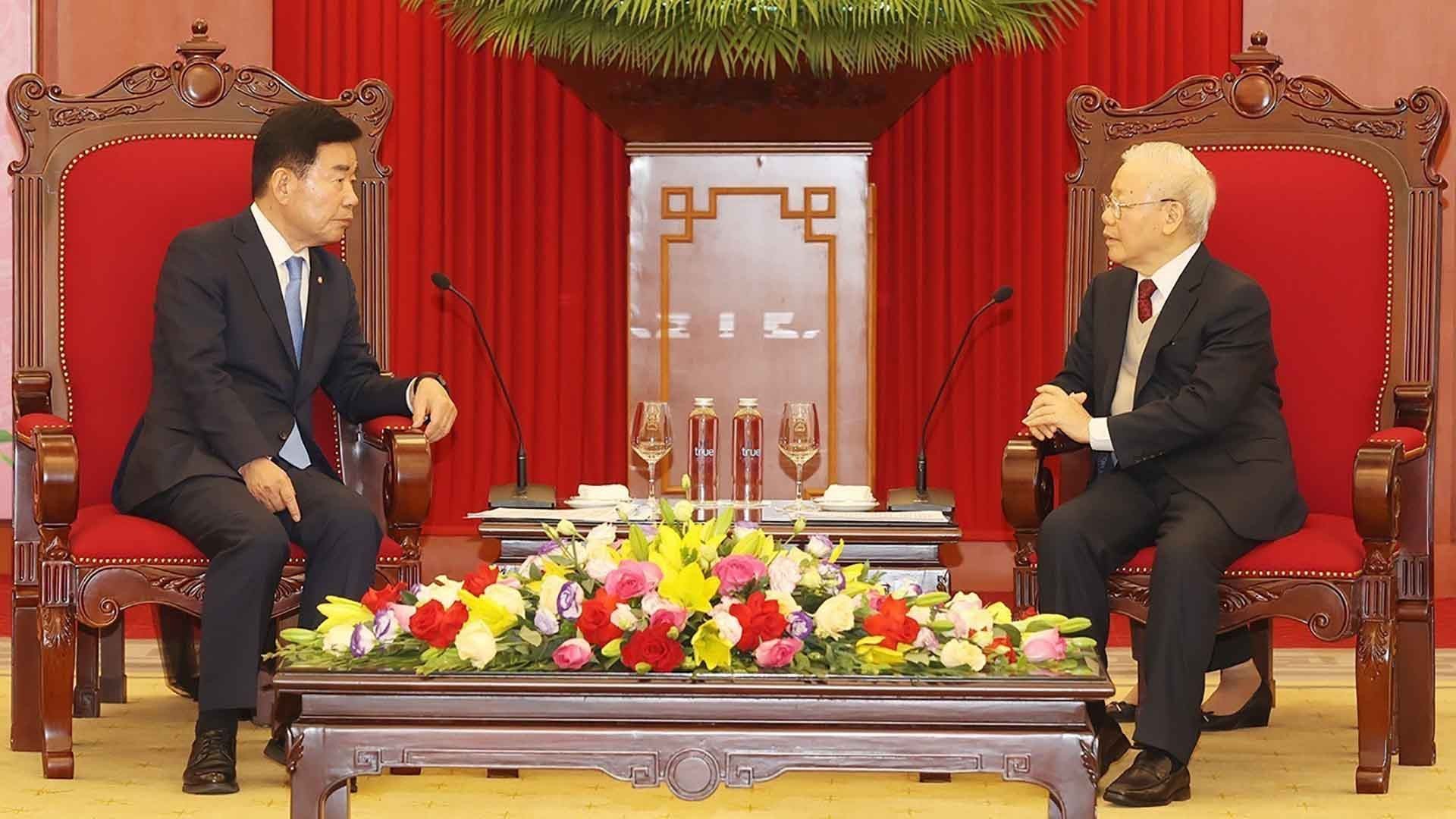 Tổng Bí thư Nguyễn Phú Trọng tiếp Chủ tịch Quốc hội Hàn Quốc Kim Jin Pyo