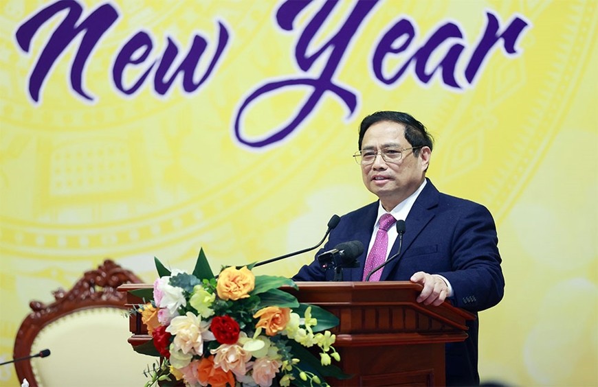 Thủ tướng Chính phủ Phạm Minh Chính phát biểu tại buổi đến thăm. Ảnh: Dương Giang