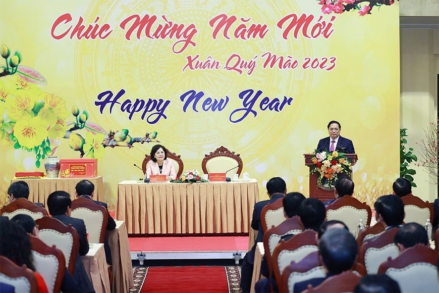 Thủ tướng Chính phủ Phạm Minh Chính thăm, chúc mừng năm mới cán bộ, người lao động Ngân hàng Nhà nước Việt Nam và ngành Ngân hàng. 