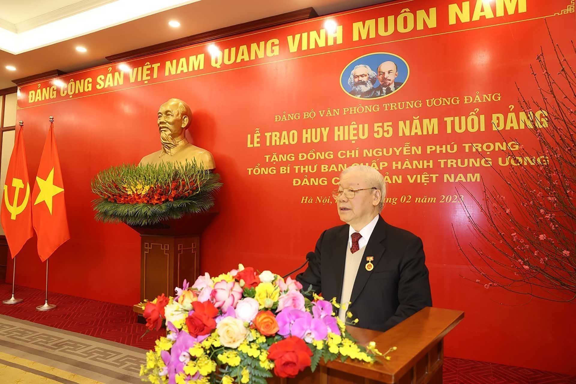 Tổng Bí thư Nguyễn Phú Trọng phát biểu tại buổi lễ. (Nguồn: TTXVN)