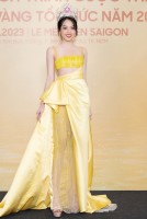 Dàn mỹ nhân chọn đầm vàng óng xuất hiện tại lễ công bố các cuộc thi hoa hậu năm 2023