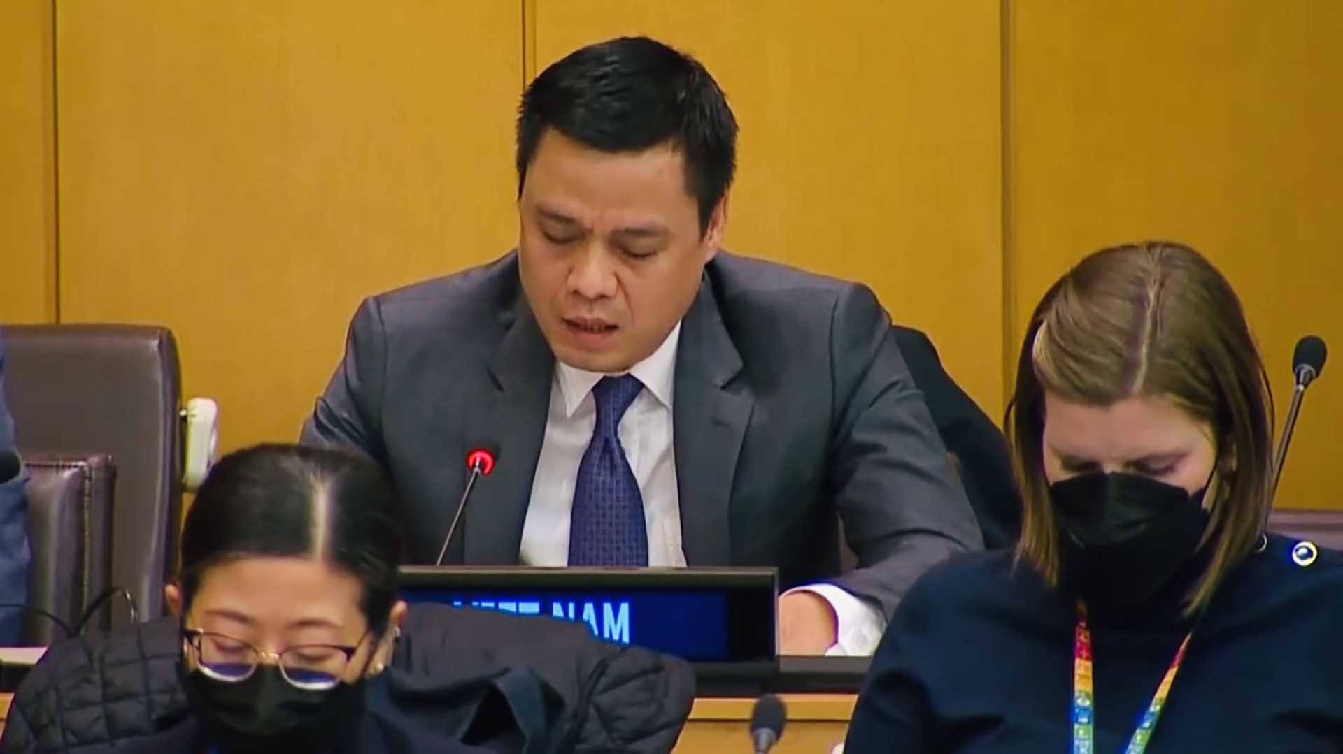 Đại sứ Đặng Hoàng Giang, Trưởng Phái đoàn đĐại diện Việt Nam tại Liên hợp quốc phát biểu.