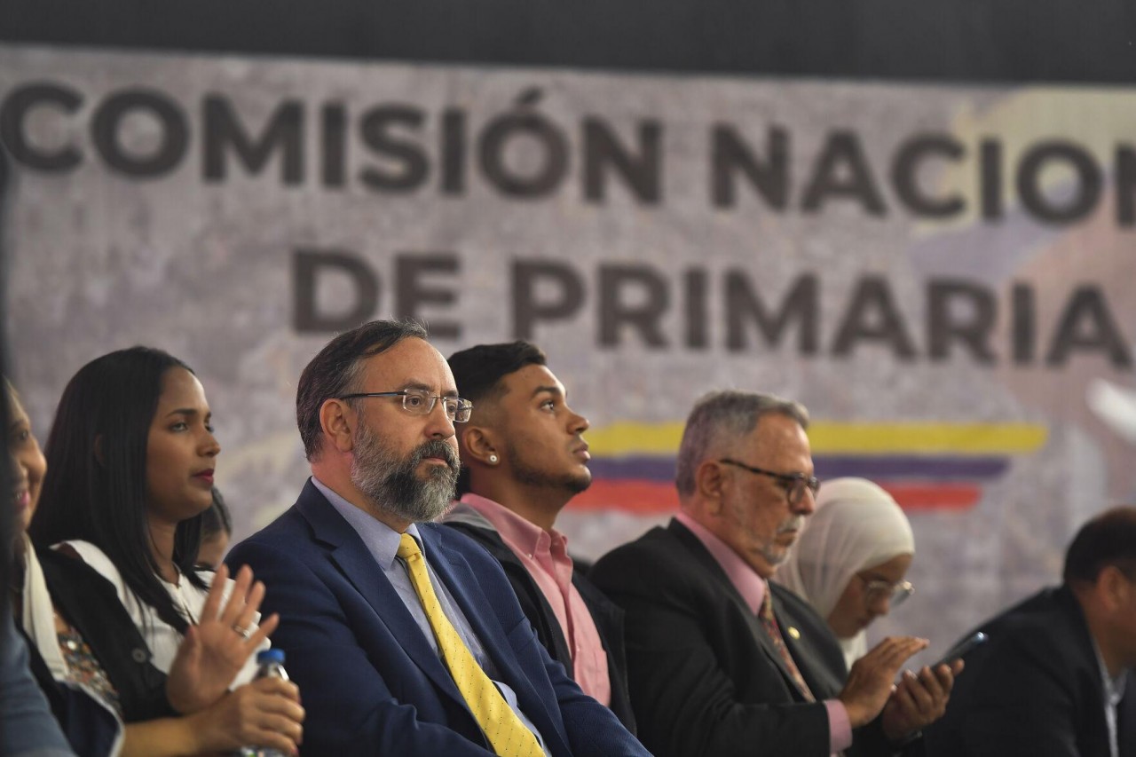 National Primaries Commission President Jesus Maria Casal attends an event to announce the date of primary elections for the opposition candidate who will run for president the next year, in Caracas, Venezuela, Wednesday, Feb. 15, 2023. The primary is set for Oct. 22.