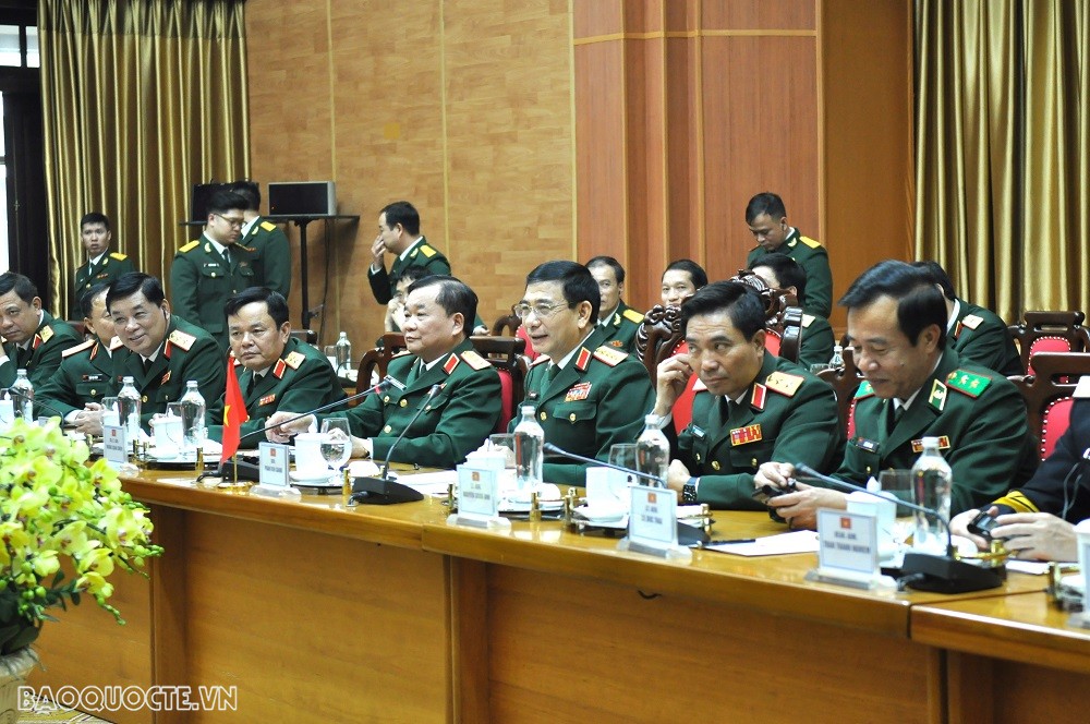 (02.19) Đại tướng Phan Văn Giang phát biểu tại Hội đàm. (Ảnh: Minh Quân)