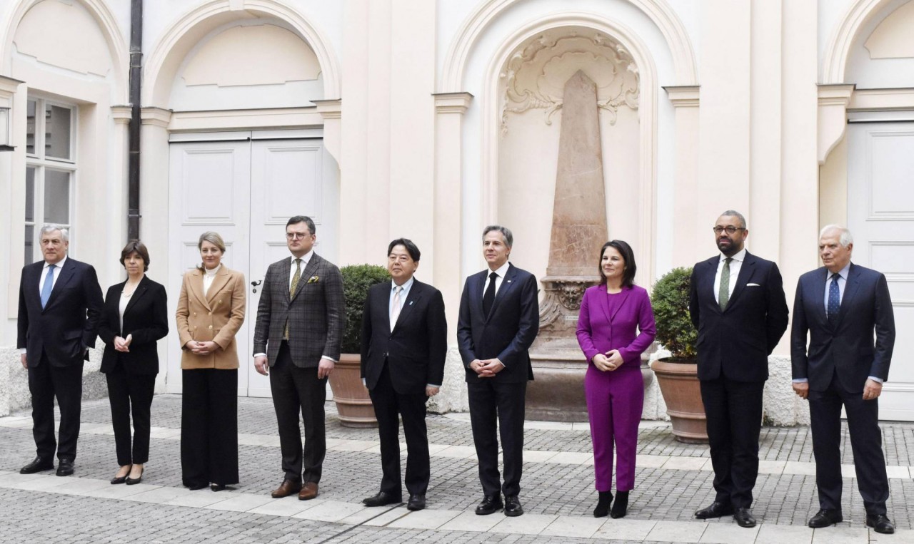 Các đại biểu tham dự Hội nghị ngoại trưởng G7 tại Munich ngày 18/2. (Nguồn: Kyodo)