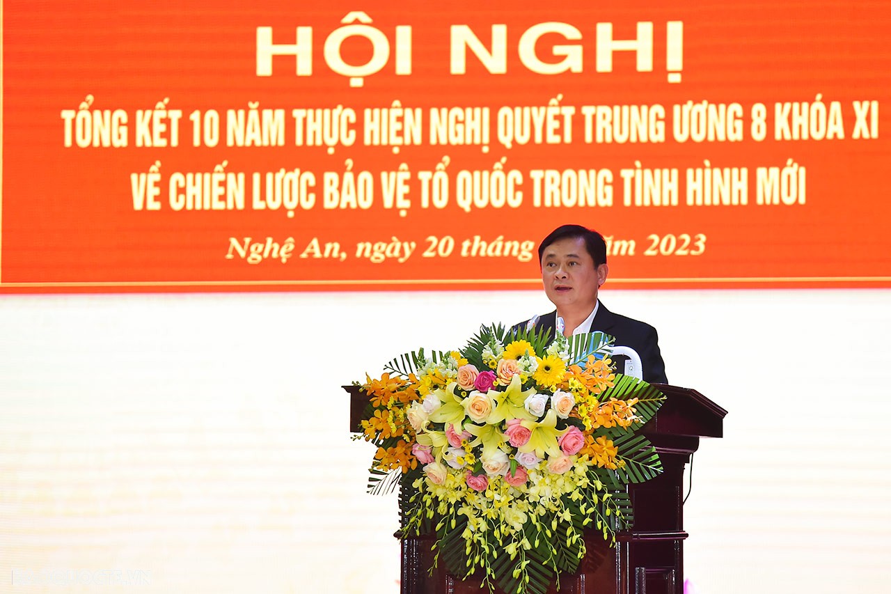 đồng chí Thái Thanh Quý, Ủy viên Trung ương Đảng, Bí thư Tỉnh ủy Nghệ An phát biểu tại Hội nghị.