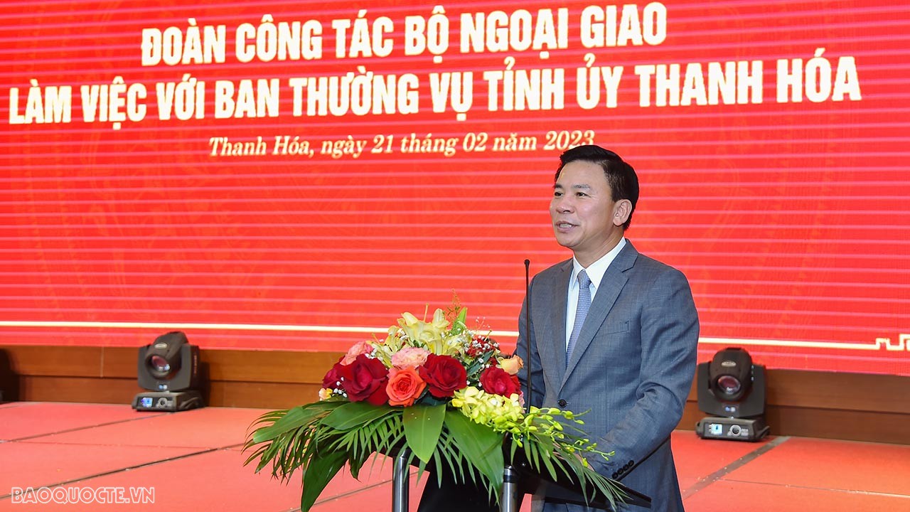 Đồng chí Đỗ Trọng Hưng, Bí thư Tỉnh ủy phát biểu tại buổi làm việc.